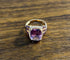 Purple Violet Amethyst Diamond Halo 14K Rose Gold Drop Statement Ring