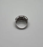 White Dark Brown Champagne Diamonds Pave 18K White Gold Band Statement Ring