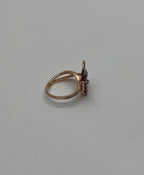 Butterfly White Champagne Diamond Pave Set Split Shank 14K Yellow Gold Ring