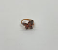 Butterfly White Champagne Diamond Pave Set Split Shank 14K Yellow Gold Ring