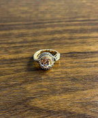 Oval Light Pink Peach Morganite Halo White Champagne Cognac Diamonds Gold Ring