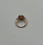Oval Light Pink Peach Morganite Halo White Champagne Cognac Diamonds Gold Ring
