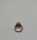 White Diamond Cluster Halo Pave Set 14K Yellow Gold Brushed Finish Band Ring