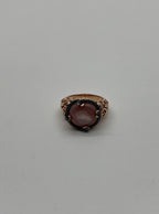 Pink Translucent Mother of Pearl Black Diamonds Halo 14K Rose Gold Cocktail Ring
