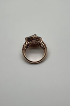 Pink Translucent Mother of Pearl Black Diamonds Halo 14K Rose Gold Cocktail Ring