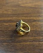 Smoky Brown Quartz Champagne White Diamonds Halo 14K Yellow Gold Statement Ring