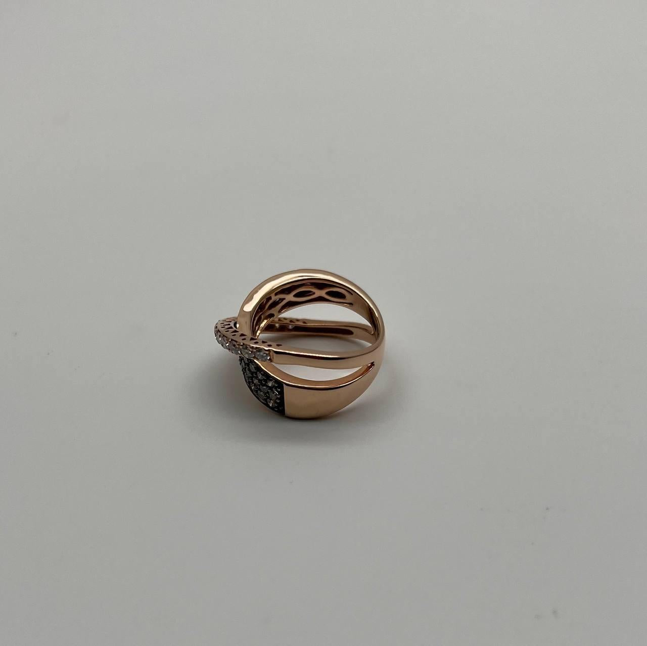 Intertwined Pave-Set White Champagne Diamonds 14K Rose Gold Statement Ring