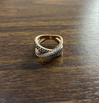 Intertwined Pave-Set White Champagne Diamonds 14K Rose Gold Statement Ring