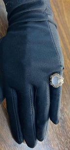 Oval Milky White Cabochon Agate Chalcedony Multi-Color Gemstone Gold Ring