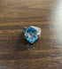 Oval Cut Blue Topaz Blue Sapphire White Diamonds Pave 14K White Gold Ring