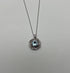 Round Shape Blue Aquamarine Champagne Diamond Halo White Gold Pendant Necklace