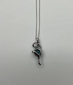 Round Blue Topaz Champagne Diamonds Halo 14K White Gold Drop Pendant Necklace
