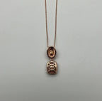 Peach Morganite Yellow White Opal White Diamond Halo Rose Gold Pendant Necklace