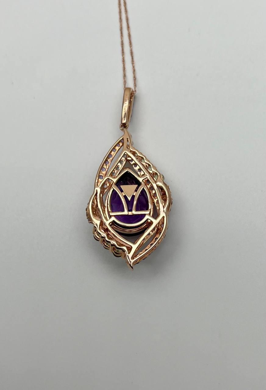 Oval Amethyst Stone Purple Green and White Stone Halo Ring Pendant Necklace Set