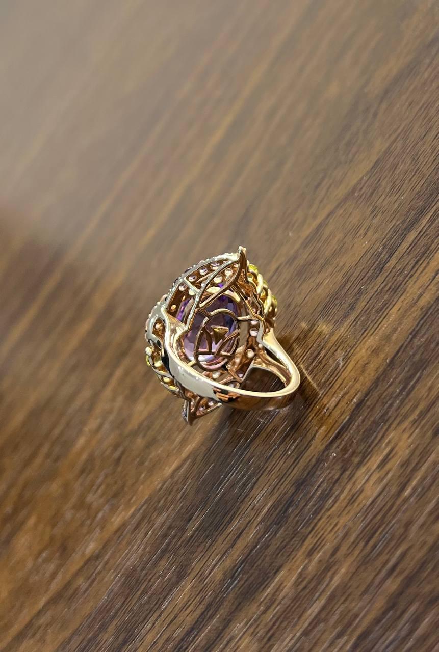 Oval Amethyst Stone Purple Green and White Stone Halo Ring Pendant Necklace Set