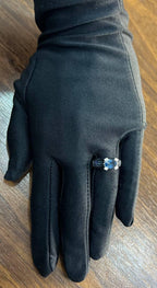 Blue Sapphire East West Horizontal Sapphire Diamond Pave Set 14K White Gold Ring