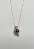 Square Cushion Red Garnet White Diamonds 14K Rose Gold Pendant Necklace