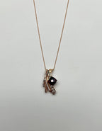 Square Cushion Red Garnet White Diamonds 14K Rose Gold Pendant Necklace