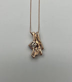 Square Cushion Red Garnet White Diamonds 14K Rose Gold Pendant Necklace
