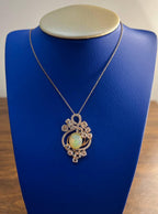 Yellow White Opal Peach Morganites White Diamonds 14K Rose Gold Pendant Necklace