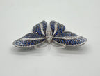 Blue Sapphire & White Diamond Pave Butterfly 18 Karat White Gold Brooch Pin