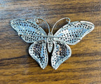Blue Sapphire & White Diamond Pave Butterfly 18 Karat White Gold Brooch Pin