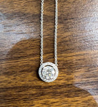 White Brilliant Round Diamond Solitaire Halo Set 18K White Gold Pendant Necklace