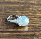 South Sea White Pearl Diamonds Pave Set 18K White Gold Statement Classic Ring