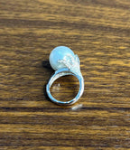 South Sea White Pearl Diamonds Pave Set 18K White Gold Statement Classic Ring