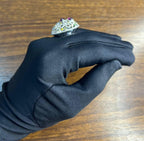 Rhodolite Garnet White Fancy Color Diamond 18 Karat White Gold Statement Ring