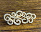 Double Finger Swirl Waves Diamond Pave 18K Rose Gold Statement Knuckle Ring
