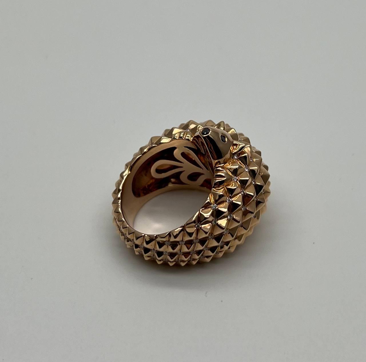 Hedgehog Spikey Emerald Eyes 18K Gold Statement Unique Cute Animal Ring