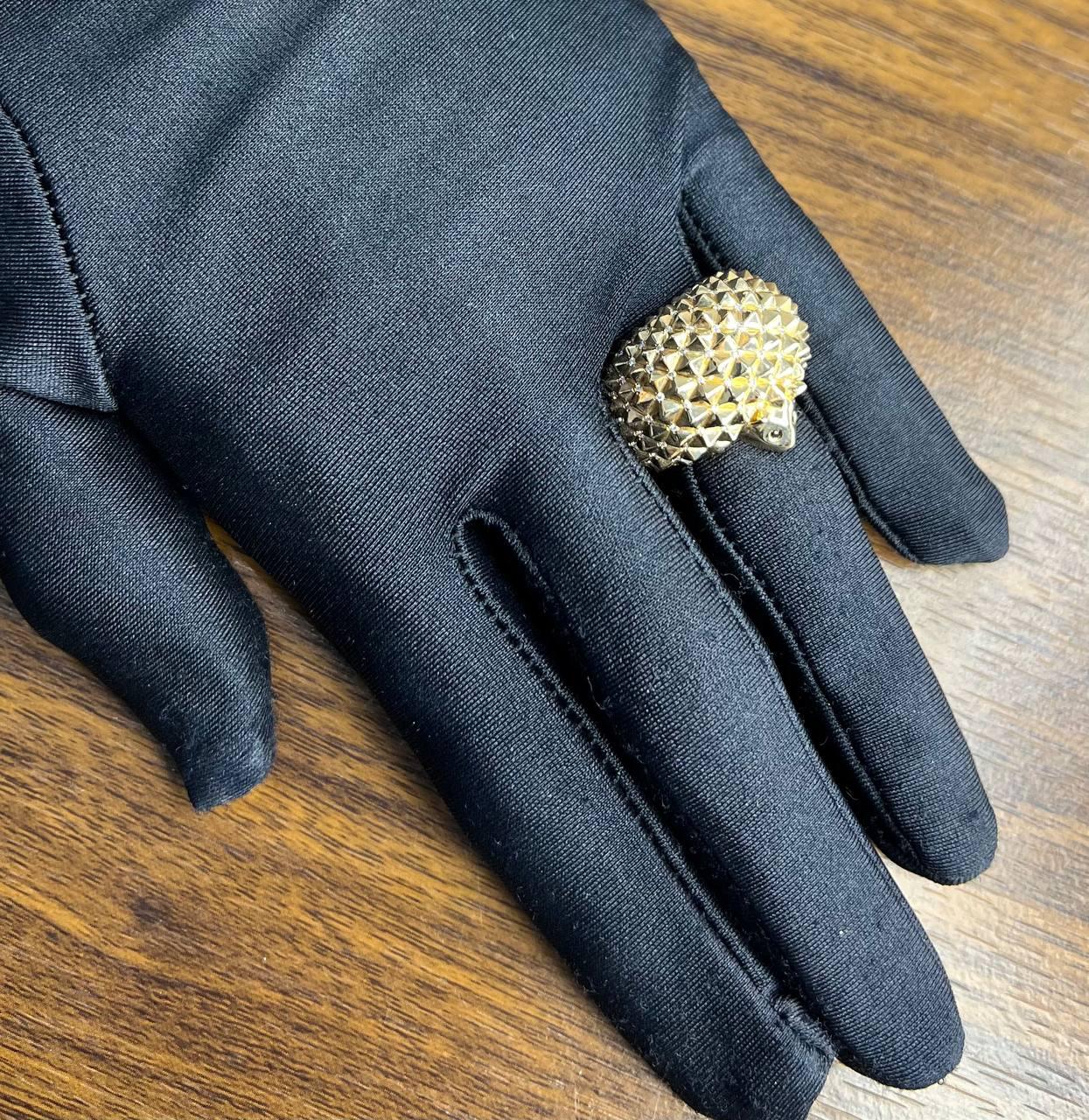 Hedgehog Spikey Emerald Eyes 18K Gold Statement Unique Cute Animal Ring