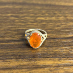 Oval Orange Fire Opal Diamonds Halo 14K Rose Gold Statement Classic Ring