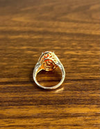 Oval Orange Fire Opal Diamonds Halo 14K Rose Gold Statement Classic Ring