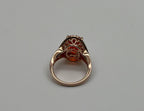 Oval Orange Fire Opal Diamonds Halo 14K Rose Gold Statement Classic Ring