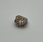 Fancy Cut Shape Yellow Sapphire White Diamond 18 Karat White Gold Statement Ring