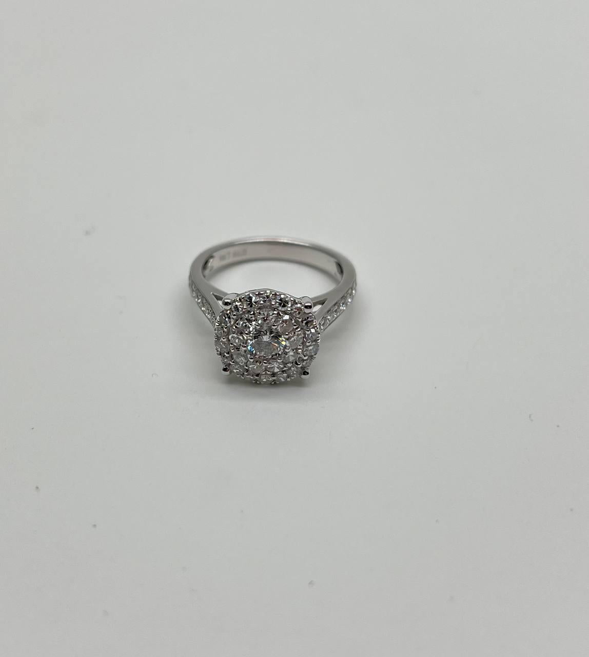 classic engagement wedding diamond illusion set pave cluster 14k white gold ring