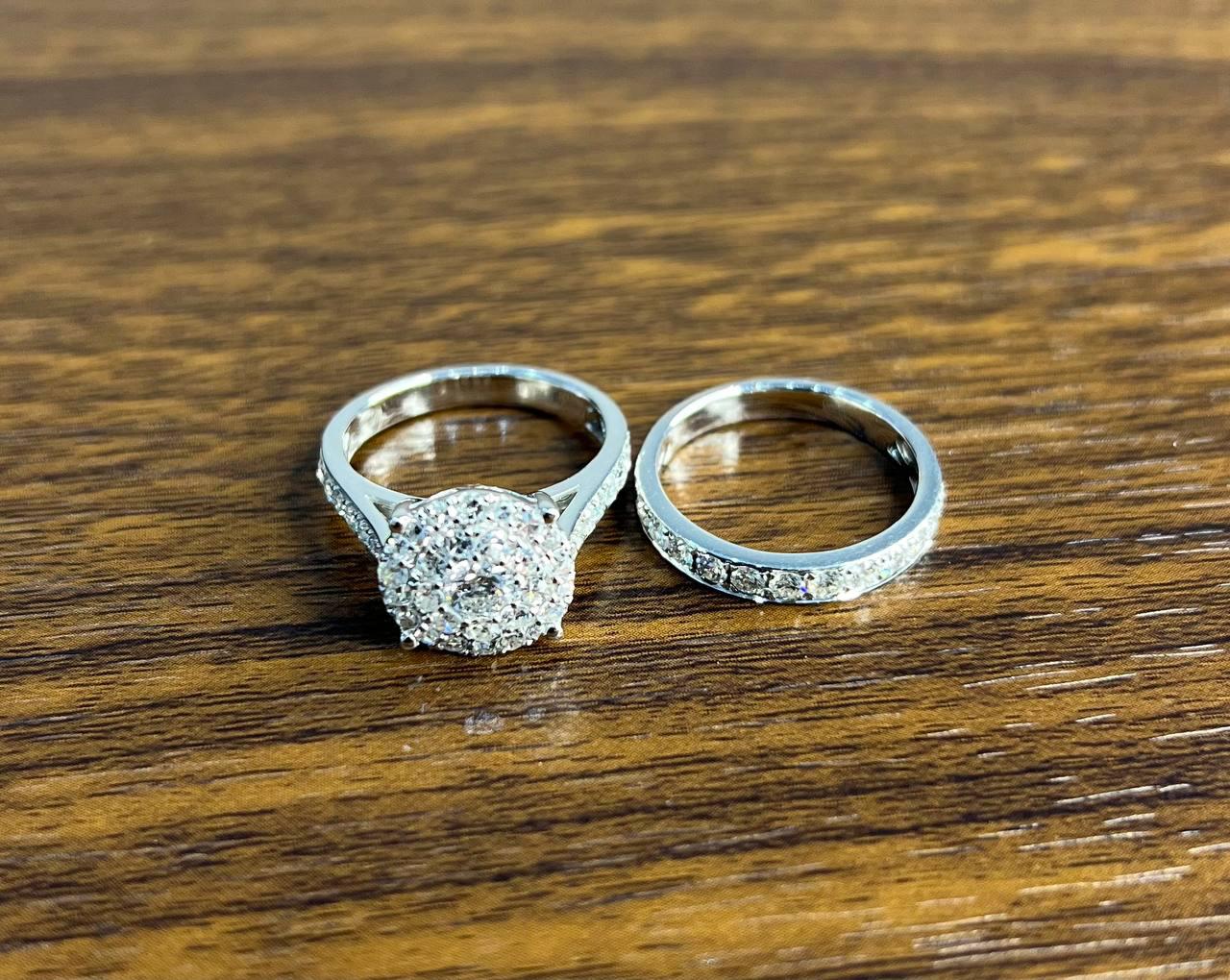 Classic Engagement Wedding Diamond Illusion Set Pave Cluster 14K White Gold Ring