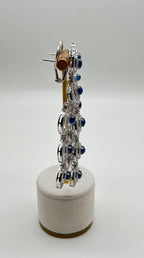 Blue Sapphire & White Diamonds Statement Drop 18K White Gold Chandelier Earrings