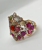 Bracelet with Multi Color Sapphires Fancy Shape Rose Cut 18K Rose Gold Bangle