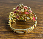 Bracelet with Multi Color Sapphires Fancy Shape Rose Cut 18K Rose Gold Bangle
