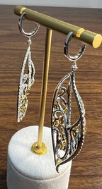 Fancy Color & White Diamond Fancy Elegant 18K White Gold Statement Drop Earrings