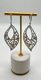 Fancy Color & White Diamond Fancy Elegant 18K White Gold Statement Drop Earrings