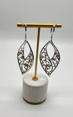 Fancy Color & White Diamond Fancy Elegant 18K White Gold Statement Drop Earrings