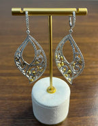 Fancy Color & White Diamond Fancy Elegant 18K White Gold Statement Drop Earrings