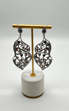Fancy Color Diamond & White Diamonds 18K White Black Gold Statement Earrings