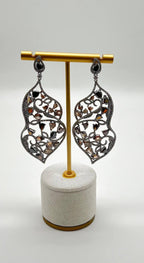 Fancy Color Diamond & White Diamonds 18K White Black Gold Statement Earrings
