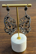 Fancy Color Diamond & White Diamonds 18K White Black Gold Statement Earrings