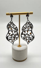 Fancy Color Diamond & White Diamonds 18K White Black Gold Statement Earrings